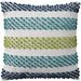 "Mina Victory Outdoor Pillows Woven Loop Stripes Blue/Multicolor Throw Pillows 18"" x 18"" - Nourison 798019087456"