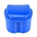 Winyuyby Dark Blue Denture Case Denture Cup with Strainer Denture Bath Box False Teeth Storage Box with Basket Net Container Holder for Travel
