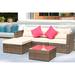 5-Piece Outdoor Patio Furniture Set for 4-6, Features Wicker Rattan Sectional Conversation Set with Generous Seating.