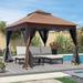 Brown Versatile 11x11 ft Pop Up Gazebo Canopy with Steel Frame
