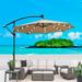 Tan 10 ft Solar LED Patio Umbrella with 24 Lights