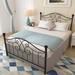 Modern Full Metal Bed Frame, Vintage-Inspired Headboard/Footboard, Sturdy Steel Slat Support