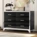 Classic Mirrored Storage Cabinet, High Gloss Dresser with Metal Handle and 6 Drawers