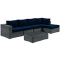 Ergode Summon 5 Piece Outdoor Patio Sunbrella Sectional Set - Canvas Navy