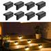 LED Solar Lights Outdoor Stair Light Waterproof Outdoor Garden Passage Courtyard Step Light Black Shell-Warm light 2PCS