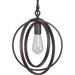 KESHENGDA Rustic Industrial Metal Globe Pendant Light with Chain in Oil Rubbed Bronze Finish Adjustable 3-Ring Hanging Lighting Fixture for Kitchen Island Sink Dining Room Living Room Entryway