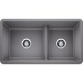 BLANCO 442527 Precis Reversible 1-3/4 w/Low Divide-Biscuit Sink METALLIC GRAY