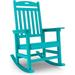 WINSOON Outdoor Rocking Chair Poly Lumber Patio Rocker Chair with High Back Poly Rocking Chair Look Like Real Wood Widely Used for Lawn Porch Backyard Indoor and Garden 380lb Heavy Duty (Blue)