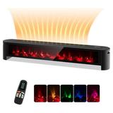 CodYinFI Baseboard Heater Electric Heater with Control 6 Adjustable 3D Flame Effect 6H Timer Overheat Protection Space Heaters for Indoor Use 1400W Black