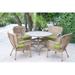 Jeco 5 Piece Windsor Honey Wicker Dining Set Green Cushion