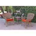 Jeco W00212-2-CES018 Windsor Honey Wicker Chair & End Table Set with Brick Red Cushion