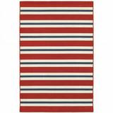 HomeRoots 6 x 9 ft. Red Geometric Stain Resistant Indoor & Outdoor Rectangle Area Rug - Red and Ivory - 6 x 9 ft.
