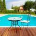 32 Garden Patio Round Bar Glass Table Umbrella Deck Outdoor Furniture