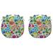 RSH DÃ©cor Indoor Outdoor Patio Furniture Set of 2 Tufted Bistro Round Chair Seat Cushion Pads with Ties ~ Available in 4 Sizes & Various Fabrics - 18 Gregoire Fresco Blue red Yellow Floral