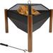 Steel Wood-Burning Triangle /Side Table - Log Grate And Screen - Copper Finish