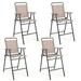 Gymax Outdoor Folding Bar Chair Set of 4 Patio Dining Chairs w/ Breathable Fabric