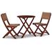 3 Piece Outdoor Bistro Set Foldable Table And 2 Resin Wicker Chairs Brown- Saltoro Sherpi