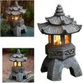 Cuhas Solar Lights Zen Stone Pagoda Decorative Ornaments Garden Resin Sculpture Buddha Furniture Outdoor Lights For Balcony Garden Courtyard Garden Deco