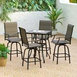 MAISON ARTS 3/5-Piece Patio Swivel High Back Bar Stools Set Padded 4 5-Piece Sets