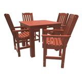highwood Lehigh 5-piece Outdoor Dining Set - 42 x 42 Table Counter-height Rustic Red