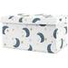 Moon And Star Boy Or Girl Small Fabric Toy Bin Storage Box Chest For Baby Nursery Or - Navy Blue And Watercolor Celestial Sky Gender Neutral Outer Space Galaxy