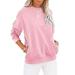 VALMASS Womens Sweatshirts Crewneck Loose Fitting Tops Ladies Athletic Solid Color Plain Lounge Sweatshirts (XL B Pink)