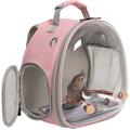 Halinfer Portable Bird Carrier Bird Travel Backpack with Stainless Steel Tray and Standing Perch (Pink)