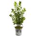 Nearly Natural 39? Zamioculcas Artificial Plant in Vintage Metal Bucket