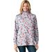 Plus Size Women's Perfect Printed Long-Sleeve Turtleneck Tee by Woman Within in Heather Grey Red Pretty Floral (Size 3X) Shirt