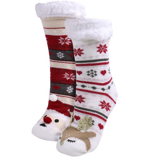 Kuschelsocken CAPELLI NEW YORK Gr. 35 (38), weiß (white combo) Damen Socken mit 3D Applikation Bommel und Glitzer