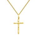 The World Jewelry Center 14k Yellow Gold Crucifix Cross Pendant with 1mm Braided Square Wheat Chain Necklace, Gold