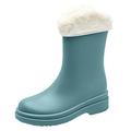 Womens Wellies NEW Ankle Rain Boots for Women Fur Lined Wellington Boots Comfort Waterproof Chelsea Rain Boots, Water Shoes Rubber Shoes Stylish Rain Boots Girls 5.5, 2_Blue