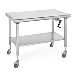 Tournus Ergonomix - manuell höhenverstellbarer Arbeitstisch auf Rollen + mit Unterboden Abmessung: 1200 x 700 x 800-1100mm Image