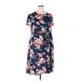 Haute edition Casual Dress High Neck Short sleeves: Blue Floral Dresses - Women's Size 2X