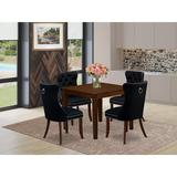 Red Barrel Studio® 5 Pc Dining Table Set - of a Square Kitchen Table & 4 Chairs, Antique Walnut Wood/Upholstered in Brown | Wayfair