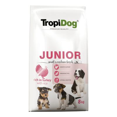 2x 8kg Tropidog Premium Junior Small & Medium Truthahn & Reis Hundefutter trocken