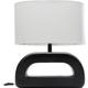 Lampe en alu noir et lin blanc H52