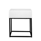Storage Nightstand w/ Open Storage Shelf Coffee Side Table, Black White