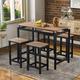 5 Piece Kitchen & Dining Counter Height Furniture, Industrial Style Table and 4 Stools, Kitchen-and-Dining-Room-Sets, Dark Brown