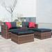 Weather-Resistant 5-Piece PE Wicker Sectional Sofa Set for 4, Outdoor Garden Furniture with Furniture Protection Cover