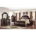Anthea 3 Piece Cherry Brown Fabric Upholstered Tufted Sleigh Bedroom Set