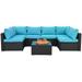 7-Piece Outdoor Patio Furniture Set for 6, PE Rattan Wicker Sectional Seating with Cushions for Balcony, Terrace & Garden