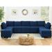 9 Seat Modular Sofa Set, Storage Sectional Sofa Couch Convertible King Sofa Bed for Living Room, Navy Blue Corduroy Velvet