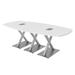 8' Arc Boat Shaped Conference Table with X Bases Data And Electric