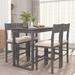 5-Piece Farmhouse Counter Height Dining Set with 1 Rectangular Table & 4 Upholstered Chairs for Small Places