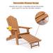 Folding Adirondack Chair with Pullout Ottoman with Cup Holder, Oversized, Poly Lumber for Patio Deck Garden, Backyard