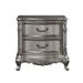 2 Smooth Drawers for Bedroom Dorm Nightstand, Wooden Nightstand in Antique Platinum and Brown