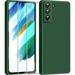 3 in 1 for Samsung Galaxy S21 FE 5G Case with 2 Pack Screen Protector with Full Camera Cover Protectionï¼ŒLiquid Silicone Slim Shockproof Protective Phone Case (Alpine Green)â€¦