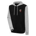 Men's Antigua Black/Gray Cleveland Browns Throwback Logo Victory Colorblock Pullover Hoodie