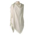 Women's White Alpine Cashmere Pom-Pom Triangle Wrap - Ivory